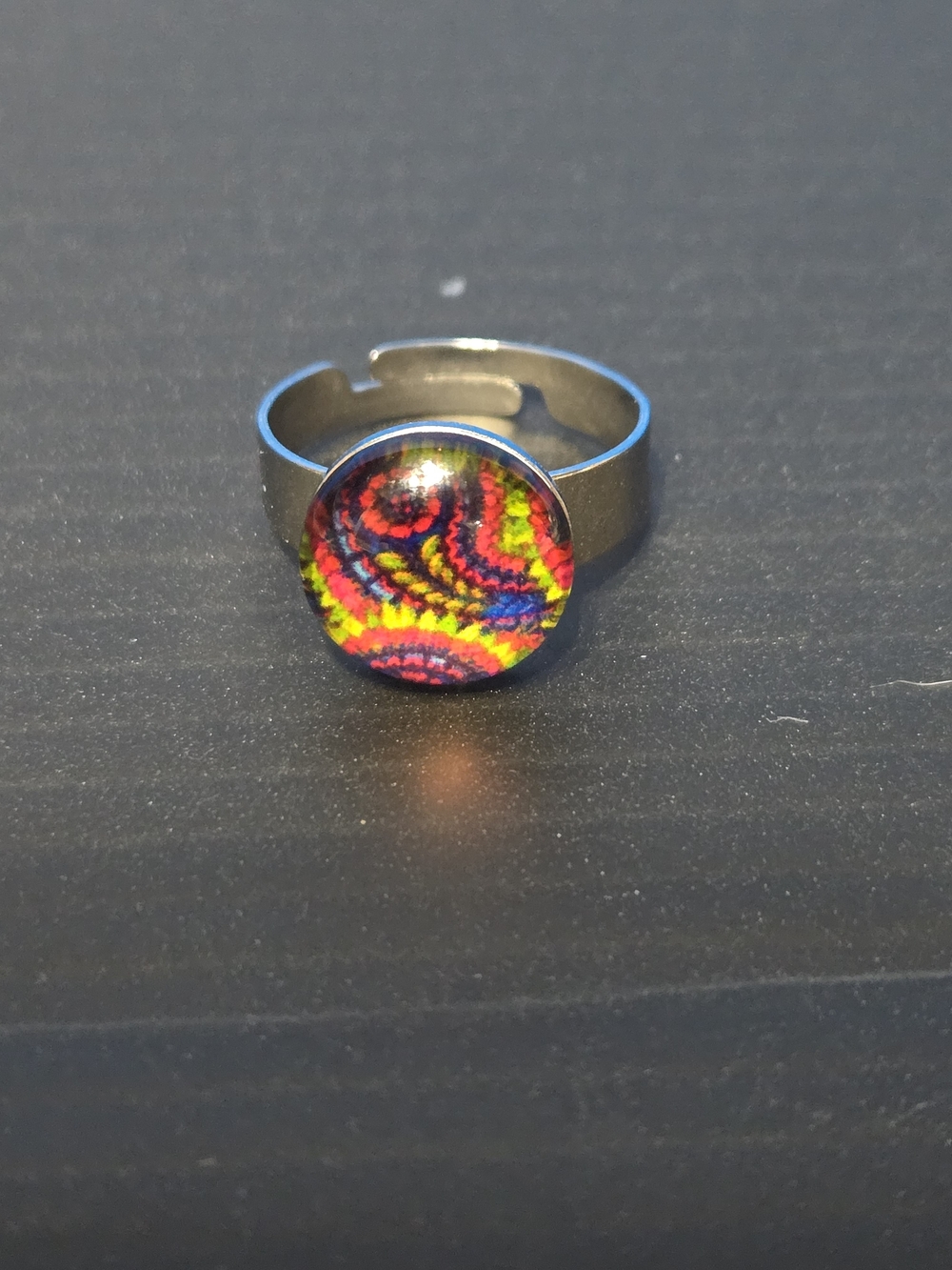 Multicolor Glass Cabochon Adjustable Statement Ring - Women's Jewelry